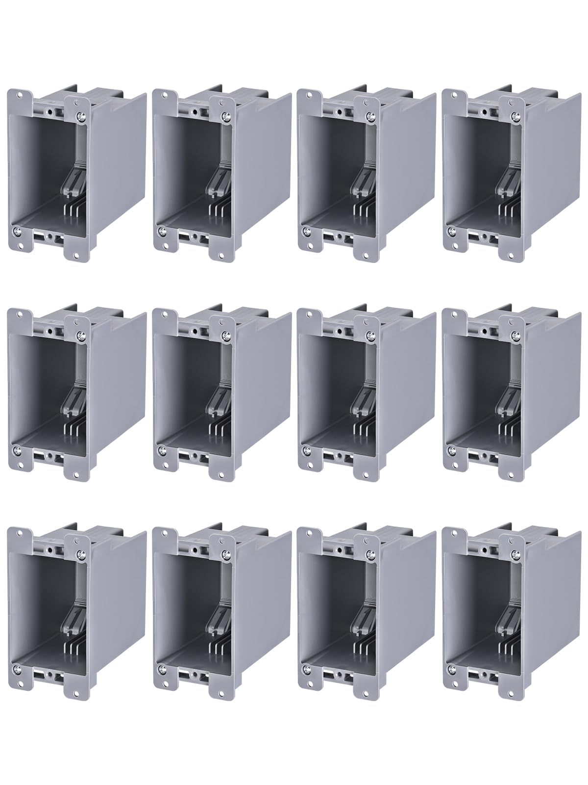 12 Pack One Gang Old Work Electrical Outlet Box, Ultra-deep 20 Cubic Inch Device Box, PVC Electrical Junction Box for Switch, GFCI, Outlet Box for Home Improvement, ETL Listed, Gray