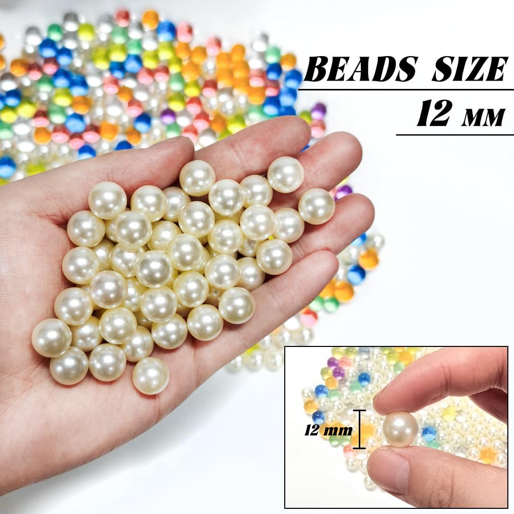 12 mm Vase Fillers for Centerpieces Set - 150 Pcs Faux Pearls and 10000pcs Clear Beads for Vases, Wedding Centerpieces, Floral Arrangements & Party Decorations image 2