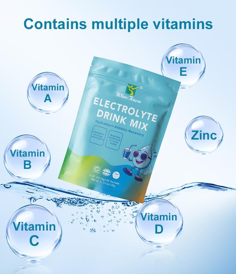 Electrolyte Drink Mix Powder – Zero Sugar Hydration Drink, Low Sodium Electrolyte Beverage for Daily Hydration & Active Lifestyles – 20 Travel Sachets