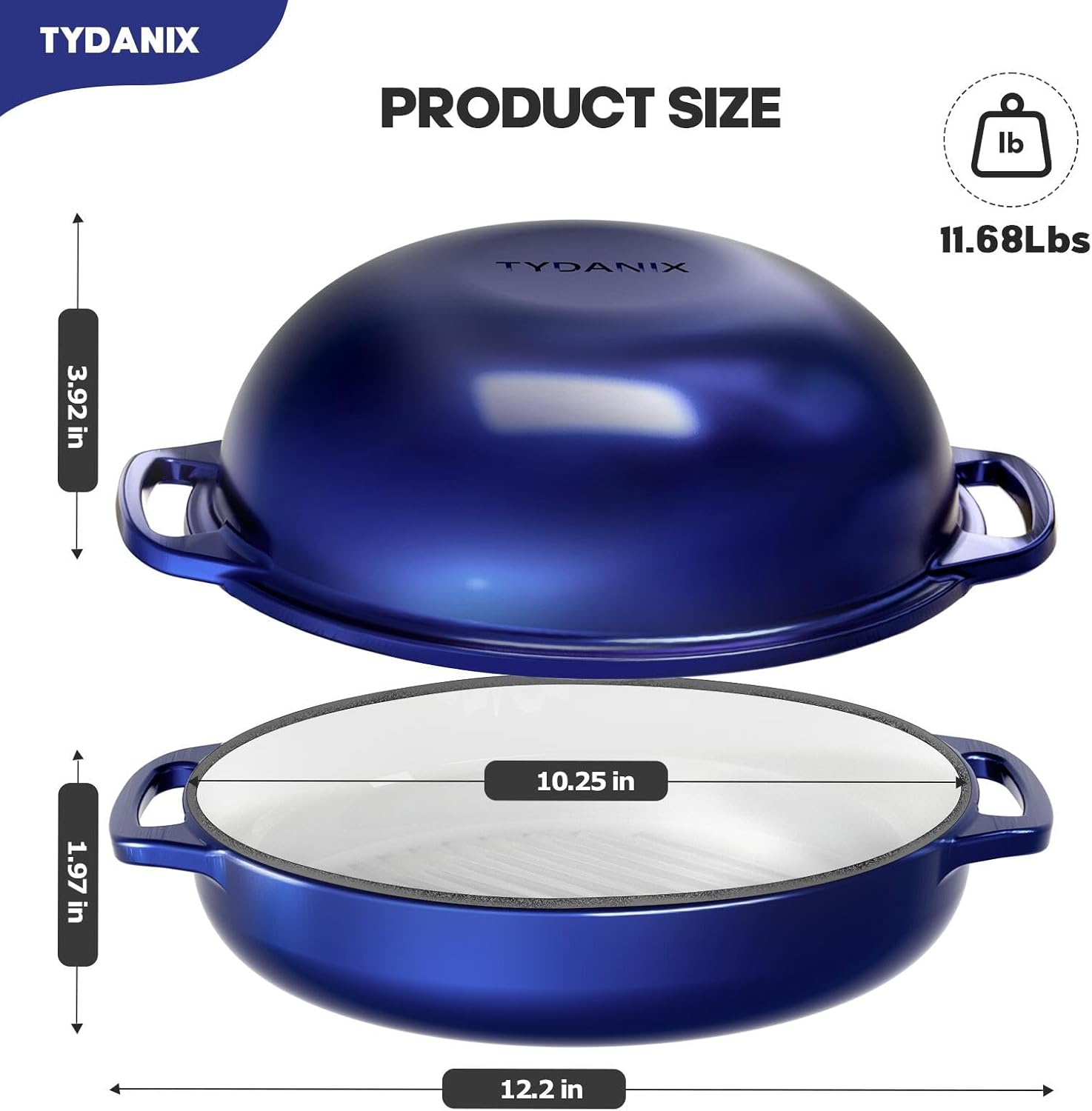 2-in-1 Multifunctional Enameled Cast Iron Dutch Oven, 6QT Loaf Pan with Dual Handles, Perfect for Baking Sourdough, Roasting, Braising & Stews, Oven & Stovetop Safe, Easy to Clean & Pre-Seasoned - Image 2