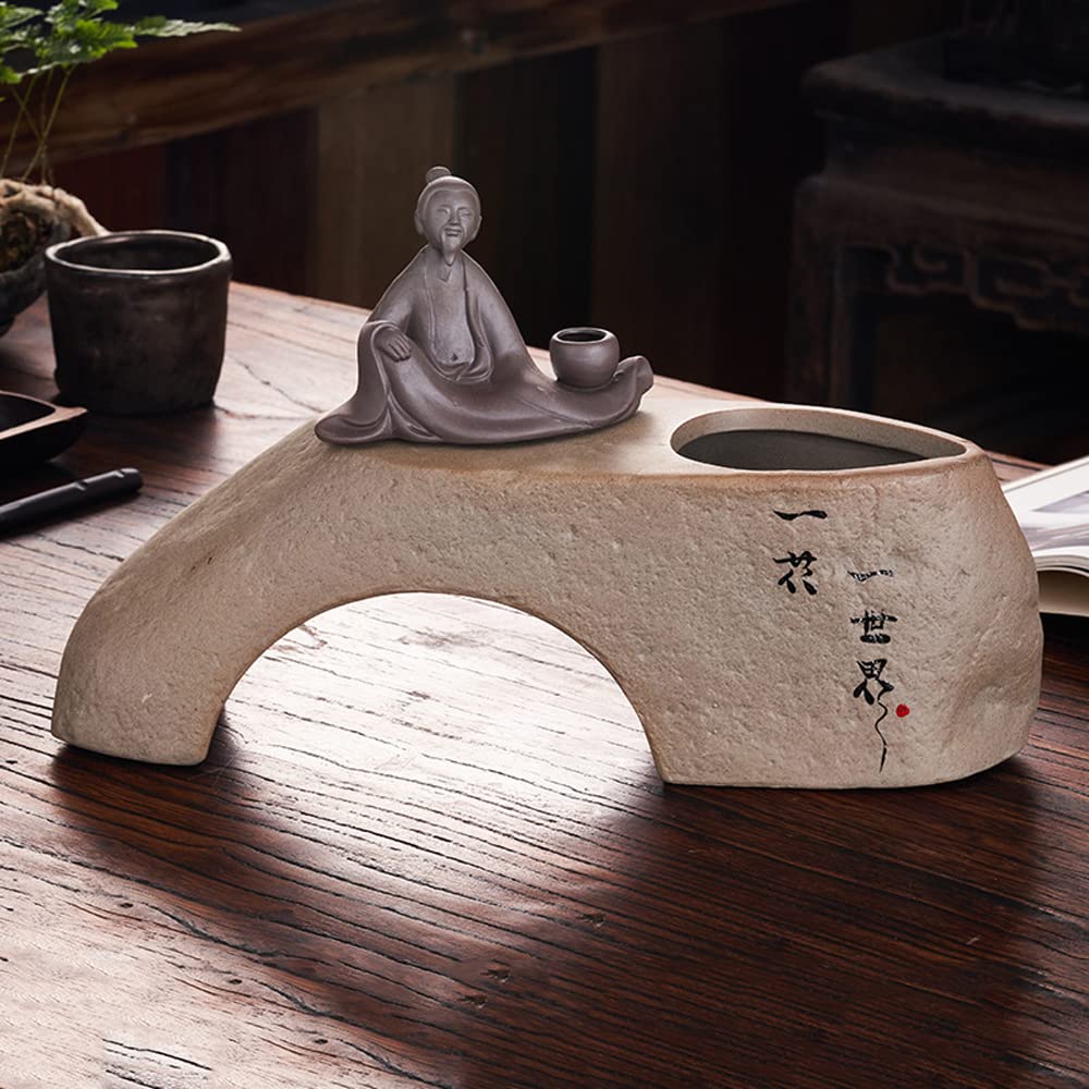 DFGHNBVC Creative Ceramic Flower Pot Set Stoneware Zen Plant Potted Utensils Retro Simple Stoneware Bonsai Flowerpot Container,D