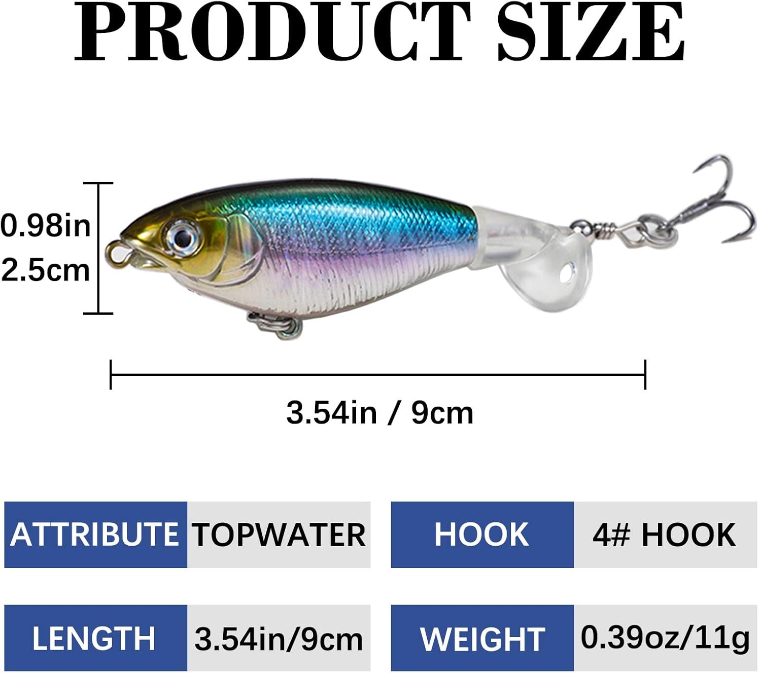 Topwater Fishing Lures for Bass, Whopper Popper Lures with Realistic 3D Eyes and Rotating Tails for Freshwater and Saltwater - 5pcs Set : Sports & Outdoors