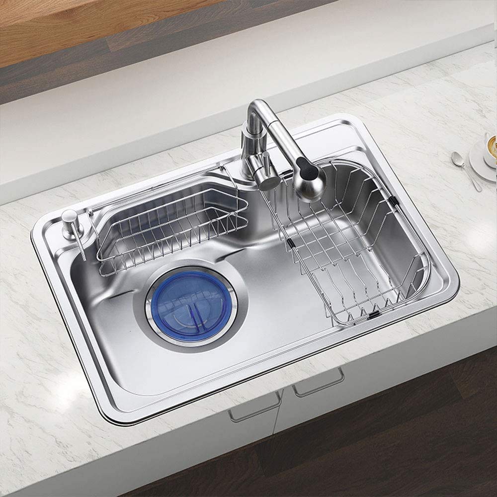 HomeLava Fregaderos de cocina Fregadero empotrado de un solo lavabo Accesorios de cocina (sin grifo incluido, 68 * 46 * 21 cm)