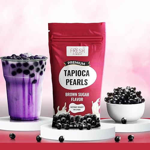 Miniatura 8 de Fresh Finest Perlas Boba de azúcar moreno para té Boba  12 porciones de perlas de tapioca instantáneas listas en 5 minutos, paquetes de 10 onzas (2