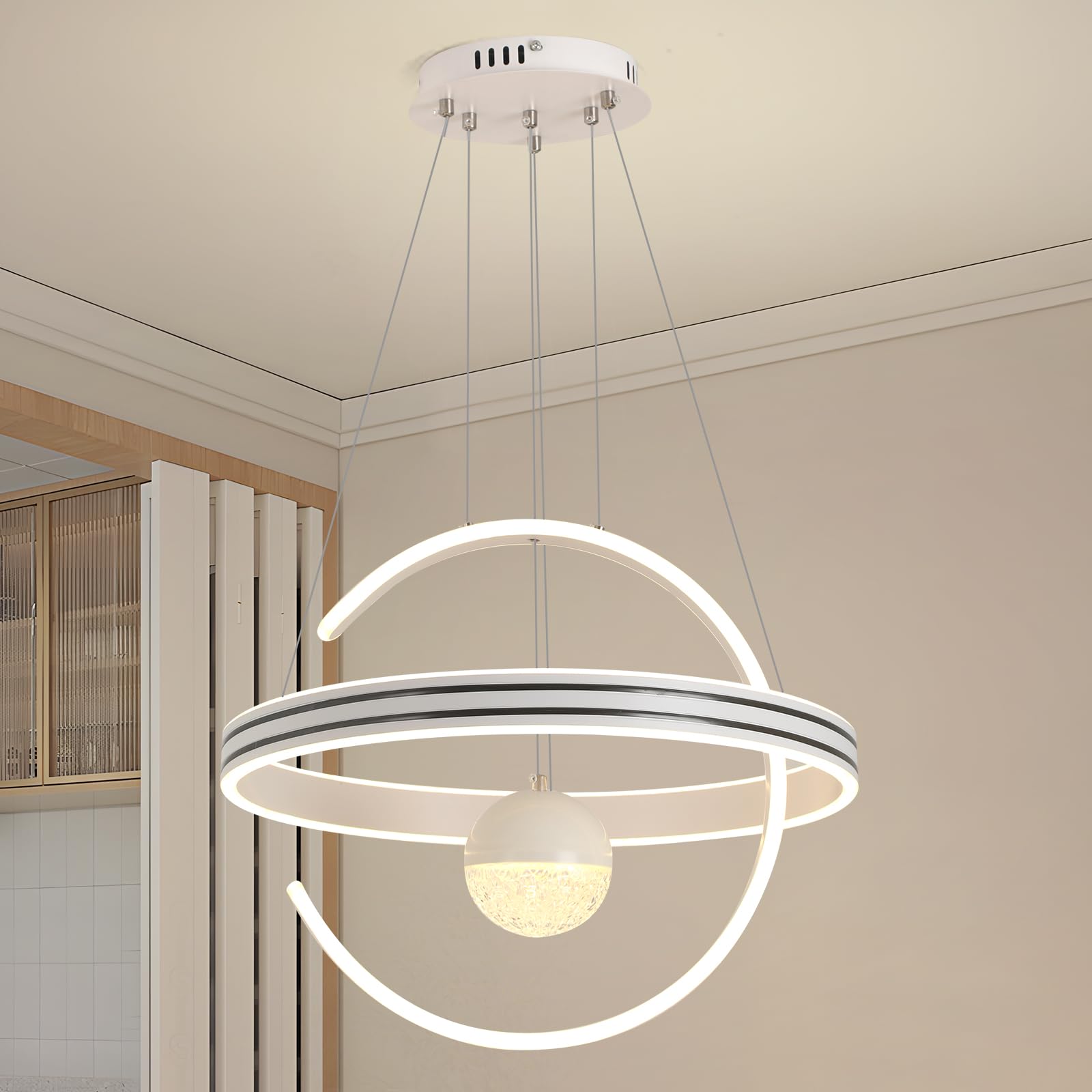 YATAI Modern Dimming Chandelier,LED Black Chandelier Light, 3-Color Dimming and Adjustable Height Chandelier for Dining room,Dining Table Island and Restaurant 3000-6000K,103W