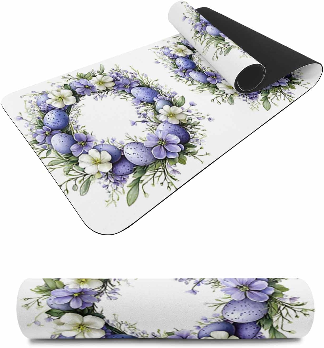 Countertop Protector Mats, Purple Flower Easter Eggs Non-Slip Heat-Proof Dining Table Mats Decorative Surface Protection for Countertops Kitchen Islands Tables 12"x 48"