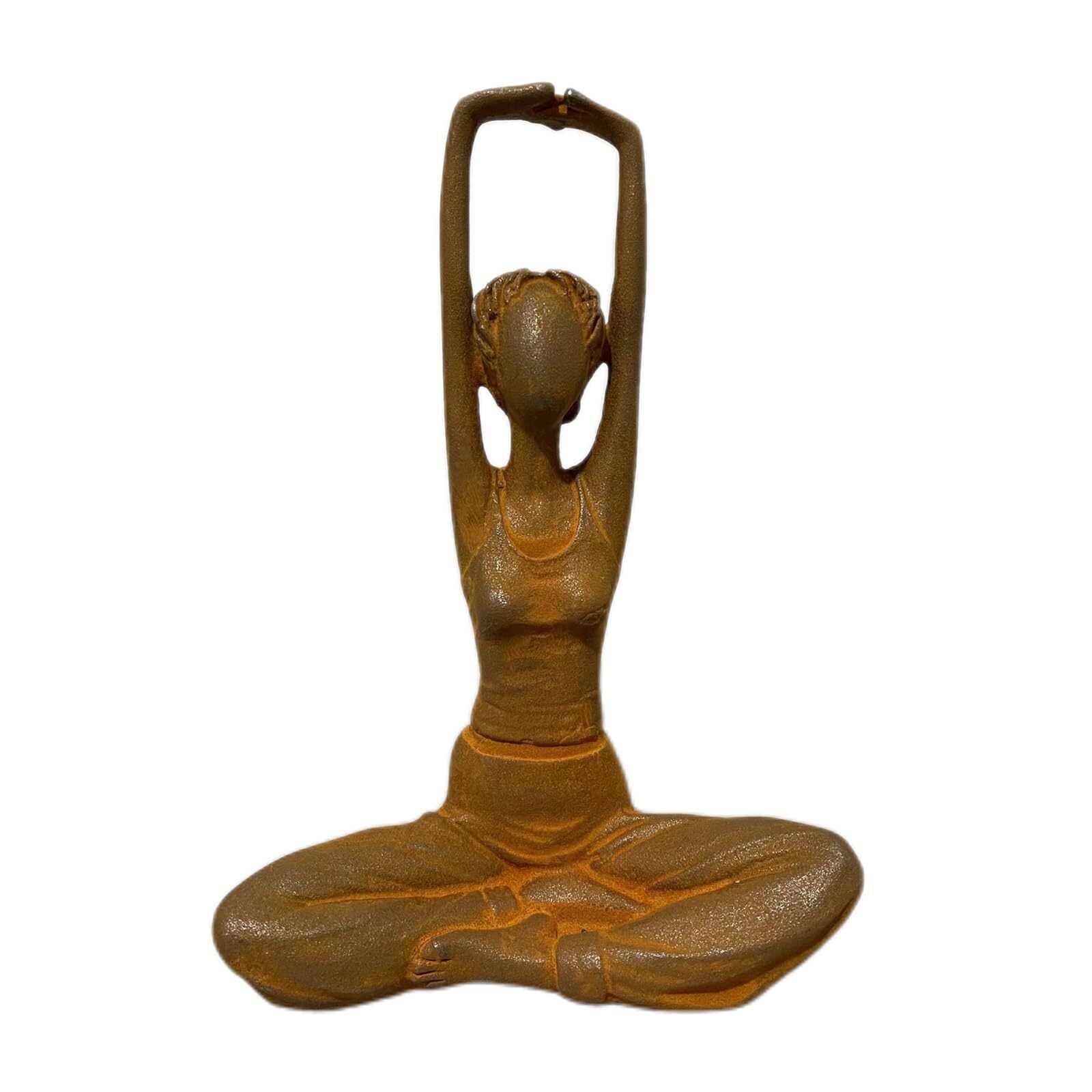 JJJing5 Decor Cast Iron Yoga Statues Figurines Vintage Pose Sculptures for Home Décor Nightstand Accessories(Raise Hands)