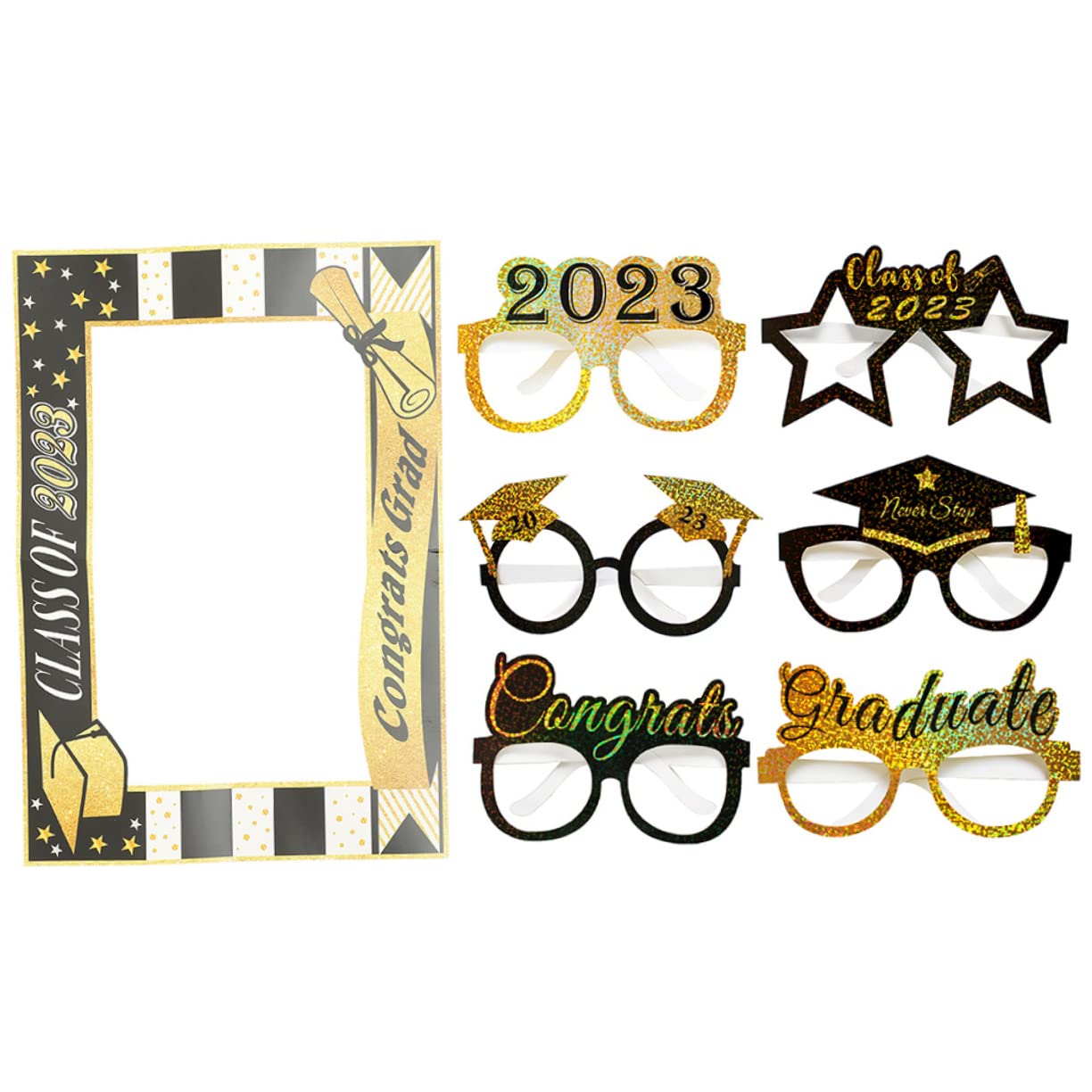 MAGICLULU 4 Sätze Abschlusspapierbrille Selfie-licht Abschluss Requisiten Glückwunsch Grad Requisiten Für Die Fotokabine Der Babyparty Tische Bachelorette-Spiele Gläser Mittelstücke