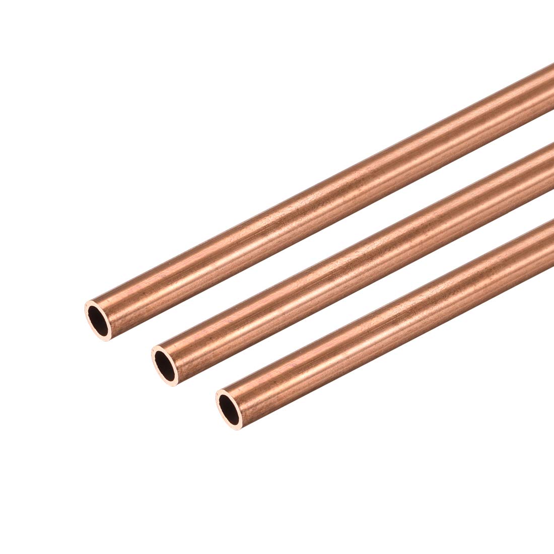 Copper Round Tube, 4mm OD 0.5mm Wall Thickness 300mm Long Straight Pipe Tubing 3 Pcs