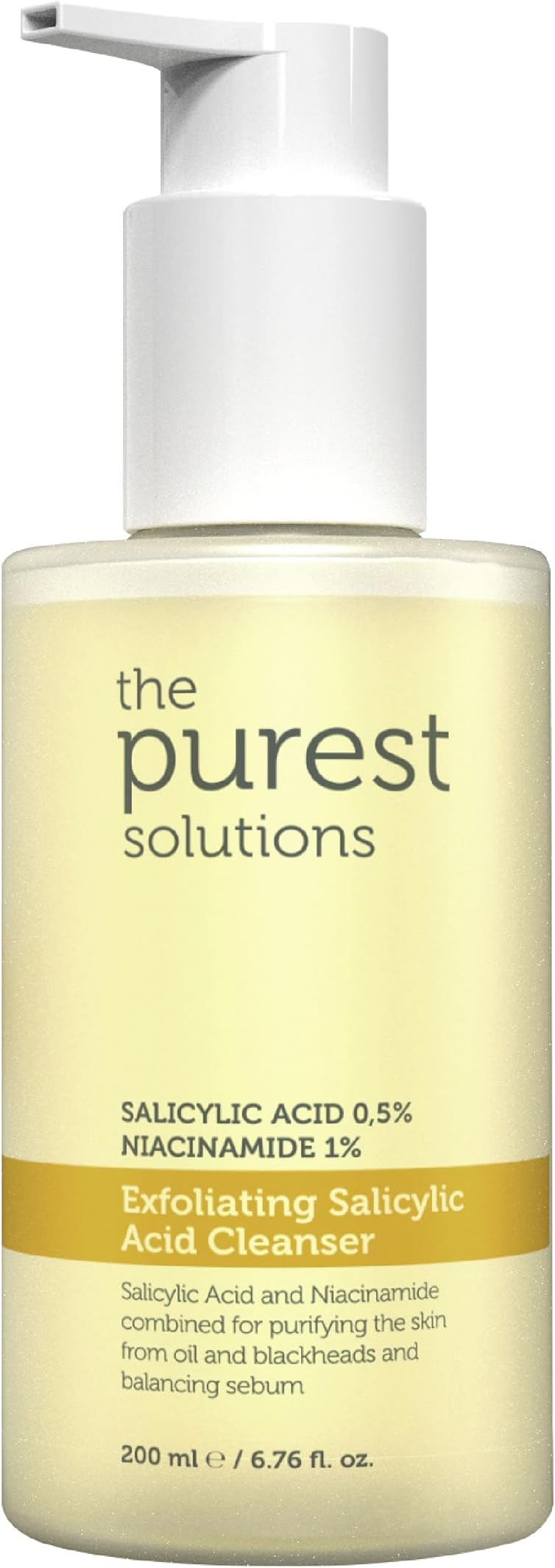 The Purest Solutions Exfoliating Salicylic Acid Cleanser Facial Cleanser (0.5% Salicylic Acid & 1% Niacinamide) - For Oily/Combination Skin - Reduces Pimples and Acne Prone - Vegan (6.76 fl. oz)