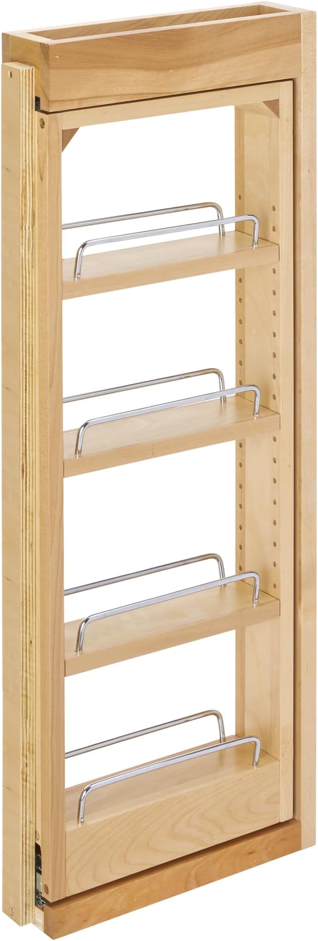 3"W x 30"H Pullout Shelf Organizer for Between Wall Kitchen Cabinets, Filler Spice Rack & Seasoning Storage Holder, Maple Wood, 432-WF-3C