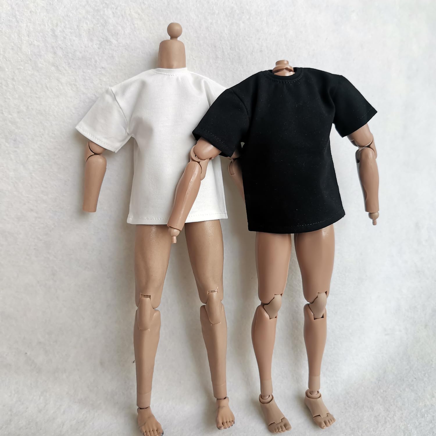 1/6 Custom Scale 2X T-Shirt Clothes for 12" Male Action Figure Doll Clothes Toy (Black+White)