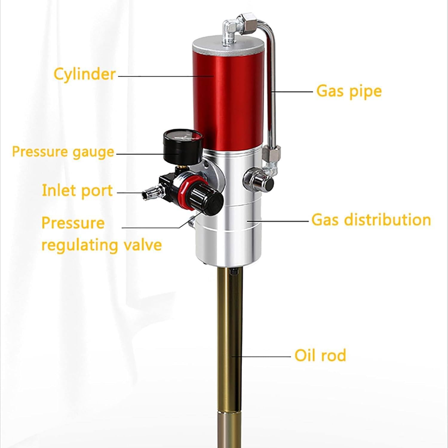 Bomba De Grasa Neumática Con Separador De Aceite Y Agua De Doble Copa, Pistola De Engrase Neumática De Alta Presión Para Bidones De 20 a 55 Galones, Descarga De 0,85 L/Min, Relación De Presión 50:1