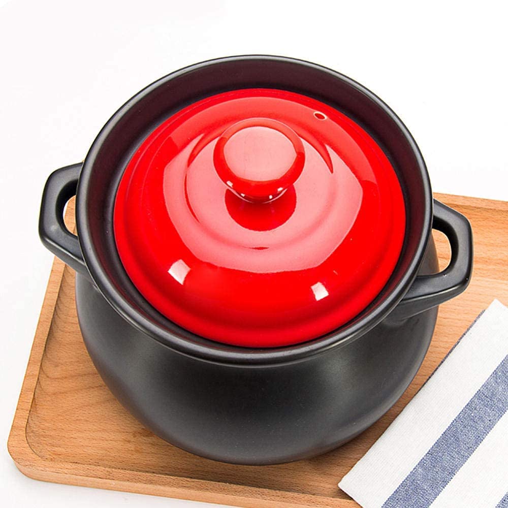 Casseruola in Ceramica, pentola in Terracotta, pentola per zuppa in Stile Cinese, pentola da Cucina in Ceramica per Uso Domestico, casseruola per stufati - capacità 2,85