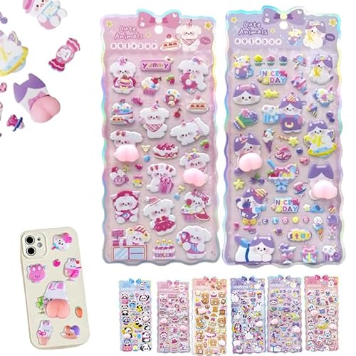 3D���K�V�[�� ���� ������ՂɂՂɃV�[�� 3D�X�e�b�J�[ ���� �\��t���\ 2���Z�b�g ���킢�� �E�T�M/�N�}/�p���_�� ���J���p DIY����p�X�e�b�J�[ �_�炩�� PVC�� �g�ѓd�b����p �蒠�p ���L���p ��|�p�i (2���Z�b�g A) [���s�A��