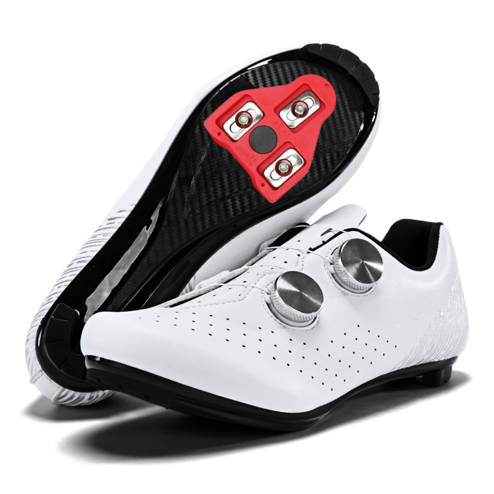 JiuQing Buty rowerowe dla mężczyzn i kobiet, buty do roweru szosowego, kompatybilne z Peloton | Buty rowerowe do użytku wewnątrz i na zewnątrz, obrotowa klamra, oddychające, kompatybilne z SPD-SL Delta Cleats
