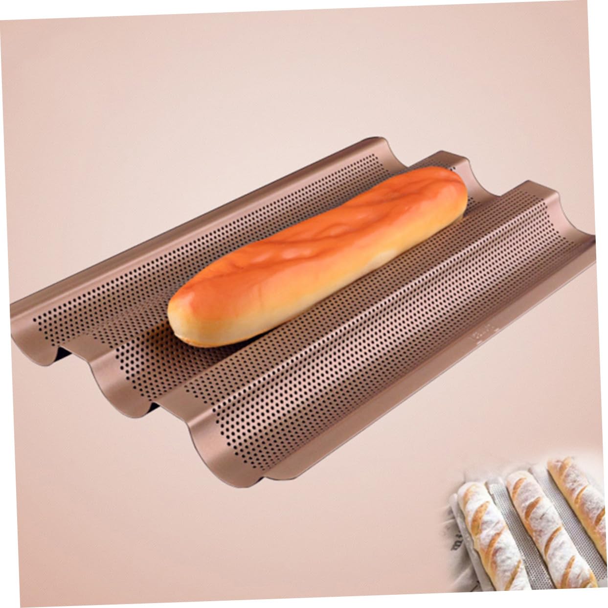 French Bread Baking Pan aus Hochwertigem Edelstahl Nonstick Baguetteform mit Schneller Wärmeleitung Gleichmäßiger Hitzeverteilung Säure Alkalibeständig Langlebiges Backblech in