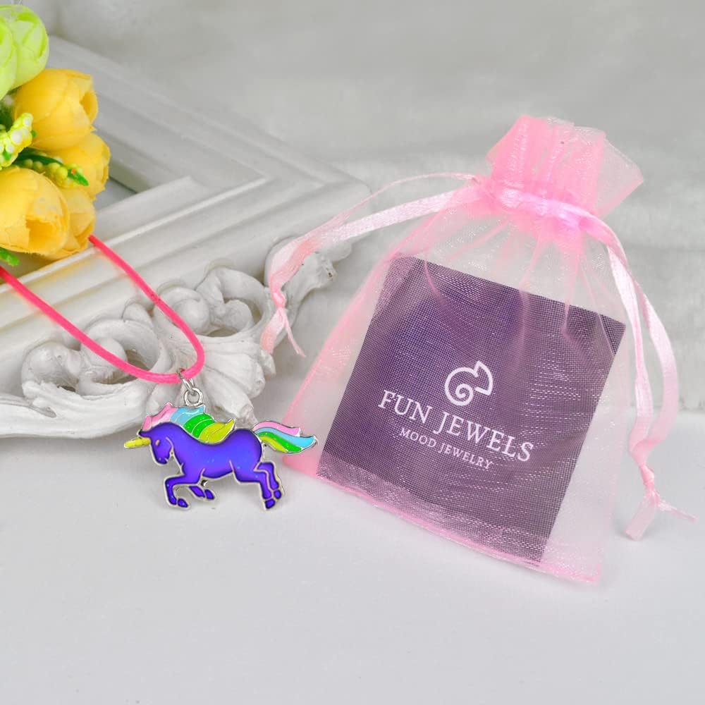 Fairy Tale Cute Unicorn Pendant Color Change Chunky Mood Necklace With Glitter Gift For Girls - Image 5
