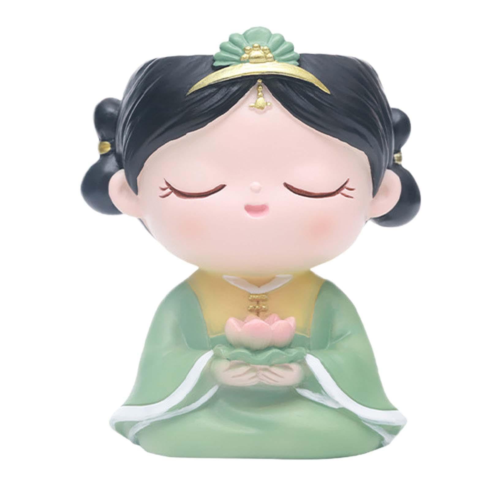 QUXVUIS Engaging Head Planter Cute Plant Pot Resin Flower Pot Garden Ornaments Indoor Outdoor Enjoyable Decor Container Choices Desktop Flowerpot Girl Statue, green