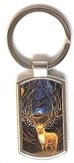 The Way Back Keyring by Hannah Willow featuring a Stag in the Forest