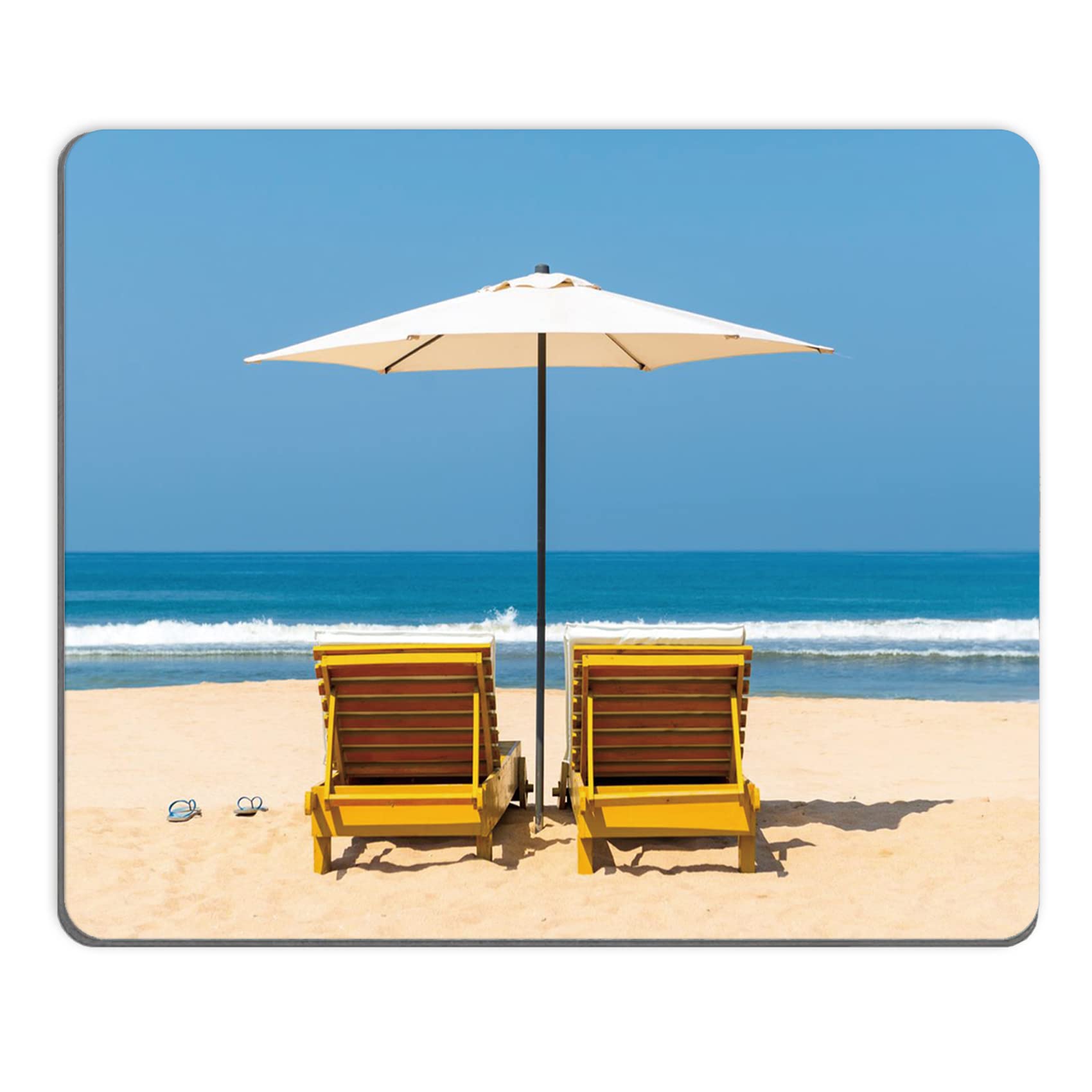 Mouse Pad, Square Mousepad, Personalized Premium-Textured Non-Slip Rubber Base Mouse Mat, Washable Computer Mouse Pads for Desk for Wireless Mouse (Summer Beach)