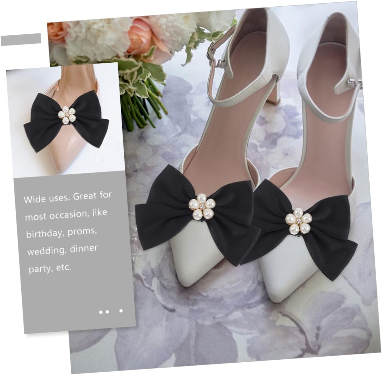 BESPORTBLE Detachable Bowknot Shoe Clips 2 Pairs Metal Cloth Wedding Decor image 3
