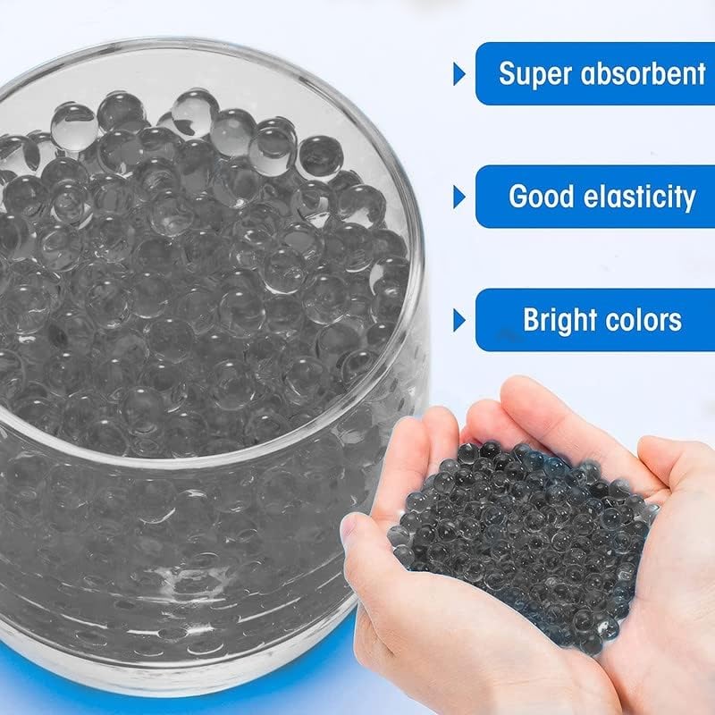 Image of COOLCOLD Gel Blaster Refill Ammo - 20,000 Rounds of 7-8mm Non-Toxic Water Beads for Gel Guns - Safe for Adults 15+ - Transparent Blue Gel Bullets - Pack of 2 - Also Ideal as Home Decor Vase (Black)
