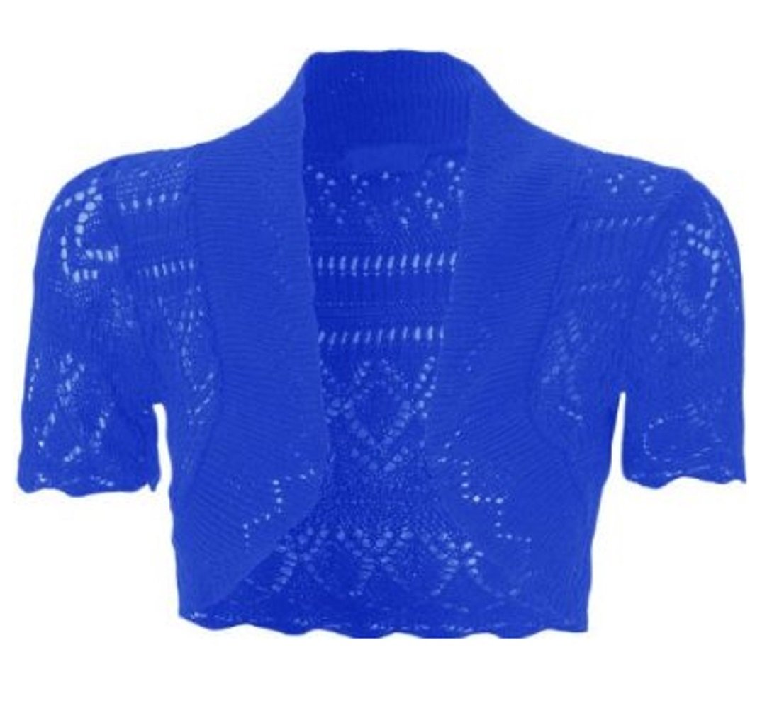 My Fashion Store Women's Royal Crochet Shrug For Knitted Bolero Shrugs Cap Sleeve Cardigan Tops -12-14