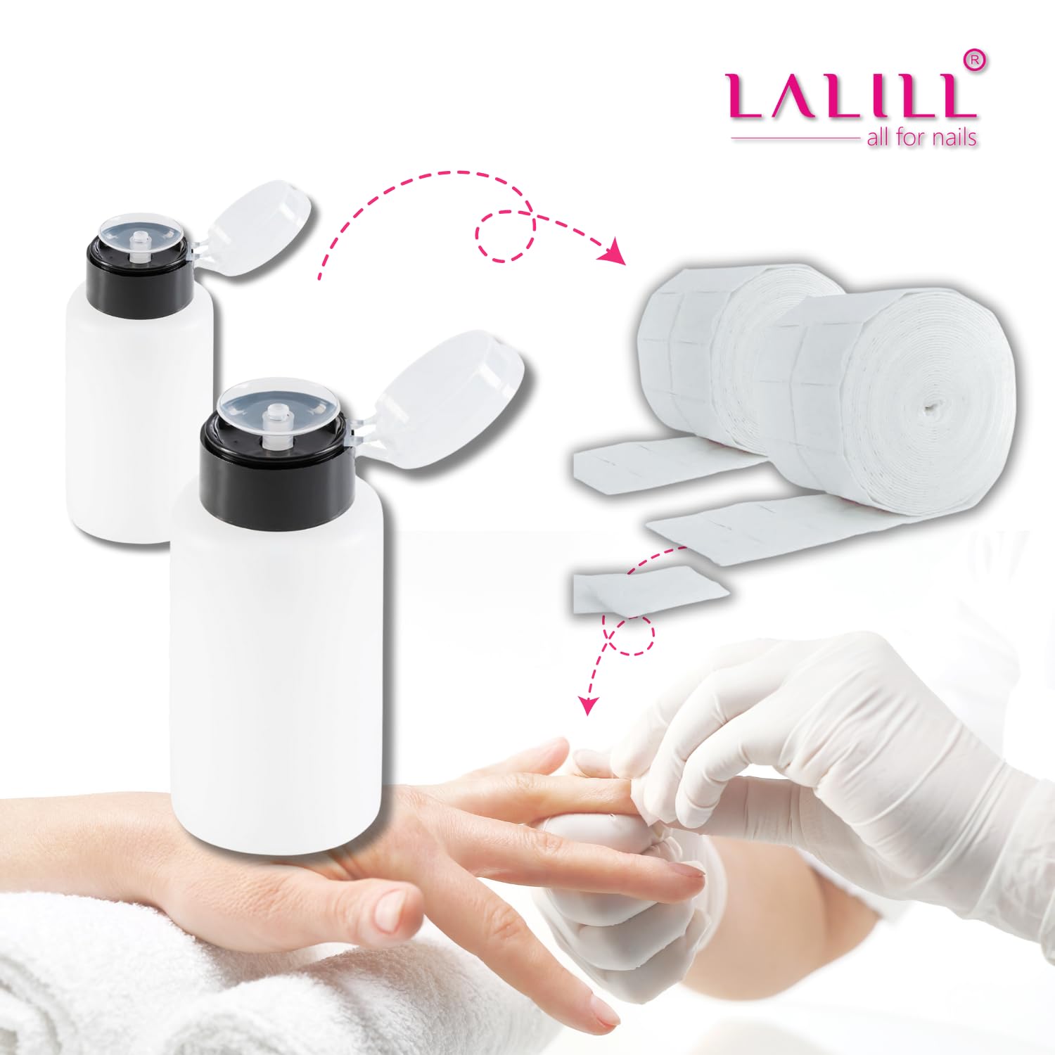 LALILL Flaconi Dosatori 2x200ml - Dispenser con Pompa per Liquidi Cosmetici - Acetone Cleaner Shampoo Lozione - Uso Professionale e Domestico