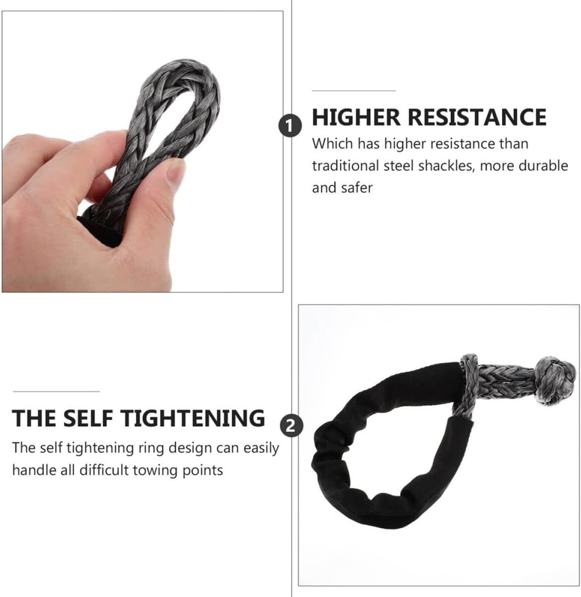 DECHOUS 1Pc Synthetic Winch Cable Car Soft Shackle Durable Towing Connector for Off Road Vehicles Easy Attachment Random Color