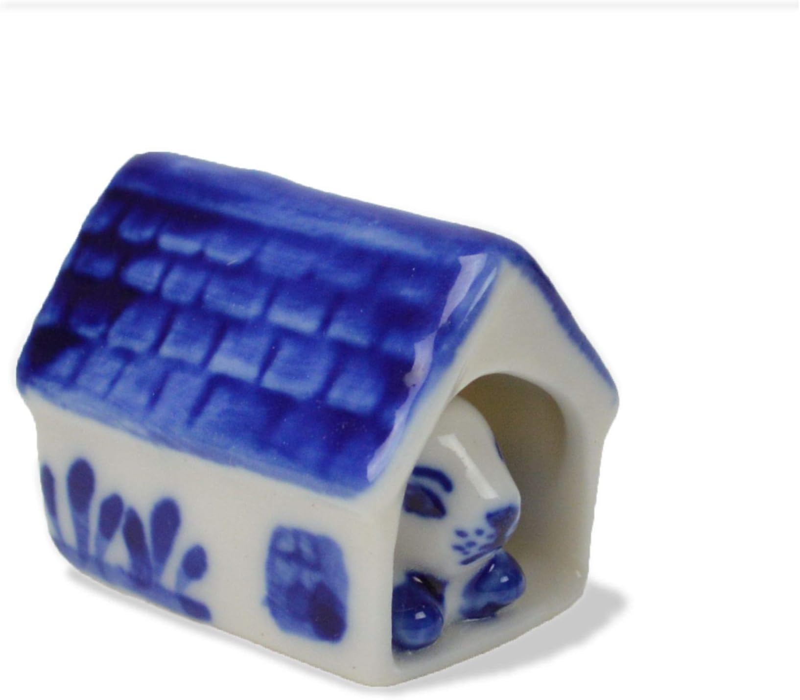 Miniature Animals Delft Blue Ceramic Dog House