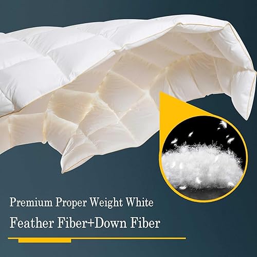 Miniatura 3 de WhatsBedding Edredón de plumas de ganso de lujo tamaño Queen, relleno de edredón para todas las estaciones, 100% algodón ultra suave, edredón de la