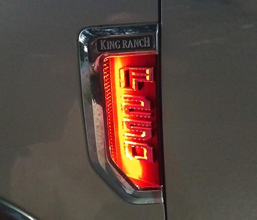 Miniatura 8 de iJDMTOY Kit de Iluminación LED Deportiva Roja Compatible con Ford F250 F350 F450 Super Duty 2017-2021, Emblema Cromado de Defensa Lateral
