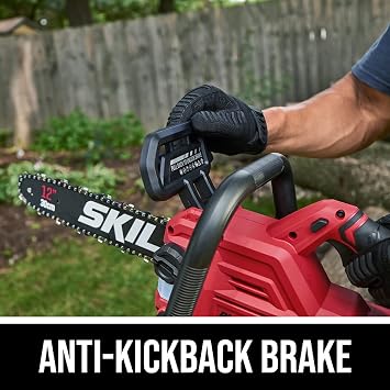 SKIL PWR CORE 20 Brushless 20V 12'' Handheld Lightweight Chainsaw Kit with Tool-free Chain Tension & Auto Lubrication, Includes 4.0Ah Battery and Charger-CS4562B-10