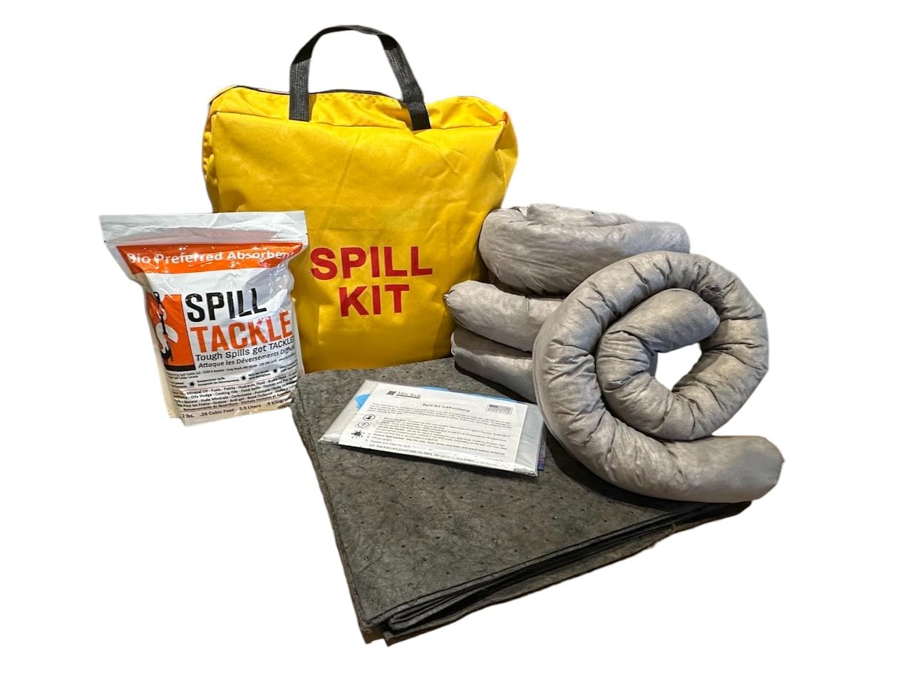 Min-Tech Universal Spill Kit – Includes Yellow Duffle Bag with Full Open Zipper, 4 Universal Absorbent Socks, 10 Universal Absorbent Pads, 2 lb Spill Tackle Loose Absorbent. (Single Pack) Min-Tech Universal Spill Kit – Includes Yellow Duffle Bag with Full Open Zipper, 4 Universal Absorbent Socks, 10 Universal Absorbent Pads, 2 lb Spill Tackle Loose Absorbent. (Single Pack)