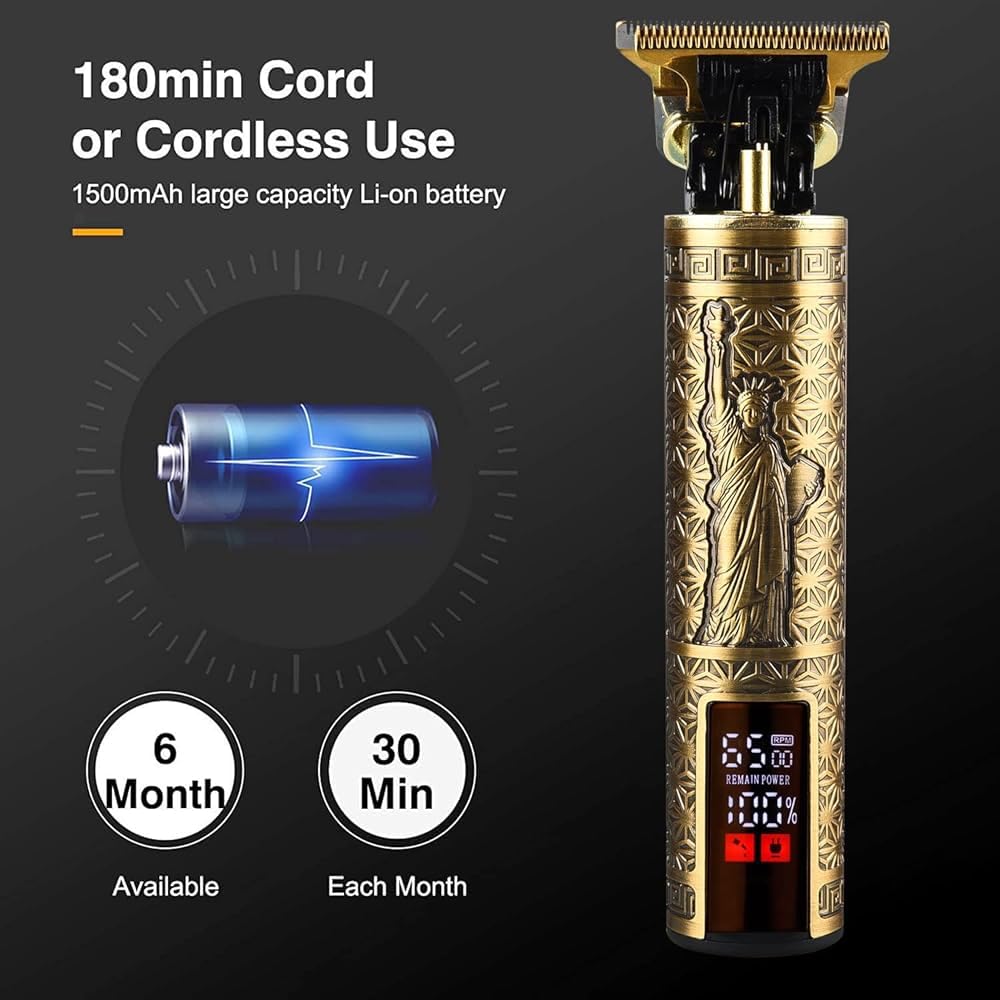 Hair Clipper for Men Professional Beard Trimmer Rechargeable Barber Cordless Zero Gapped Hair Clippers with LCD Display Electric Shaver Gifts for Men