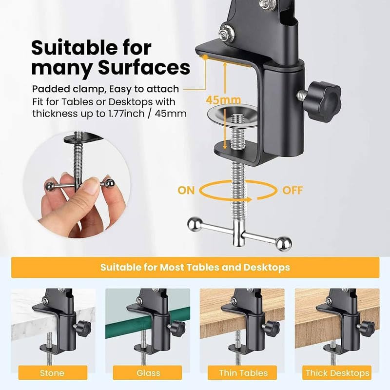 Image of Overhead Tripod Mount Hinged Arm with Mobile Phone Holder, Adjustable Suspension Scissor Desk Clamp Stand for Video Recording, Live Streaming, Webcam, Ring Light (Mini Mount Hinged Arm)