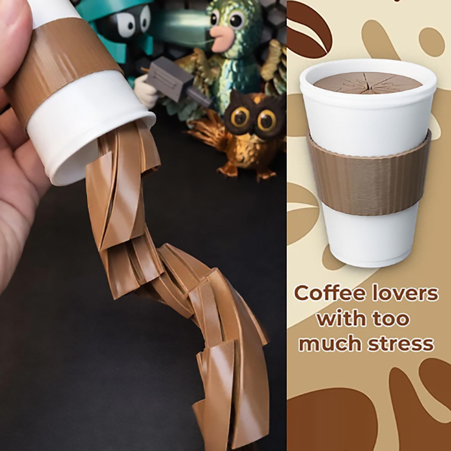 De-Stress Coffee, Coffee Shaped Stress Relief Fidget Toy, Coffee Cup Stress Relievers Decompression, Portable Desk Decor for Office Workers & Coffee Lovers Gifting (5 PCS)