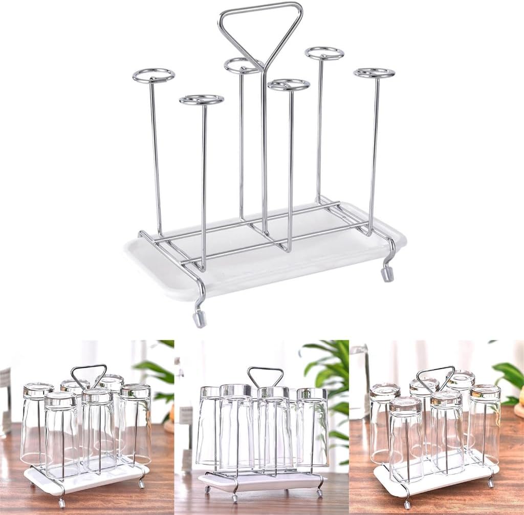 Water Cup Drying Shelf Modern Cup Draining Rack Drinking Drying Dranier with Tray for Glass Bottle Cups Mugs