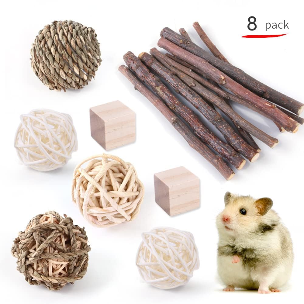 Juguete for hámster, Juego de Juguetes for, Conejo, Mascota, Conejillo Indias, Loro, molares, Suministros Madera, 1 11(3)