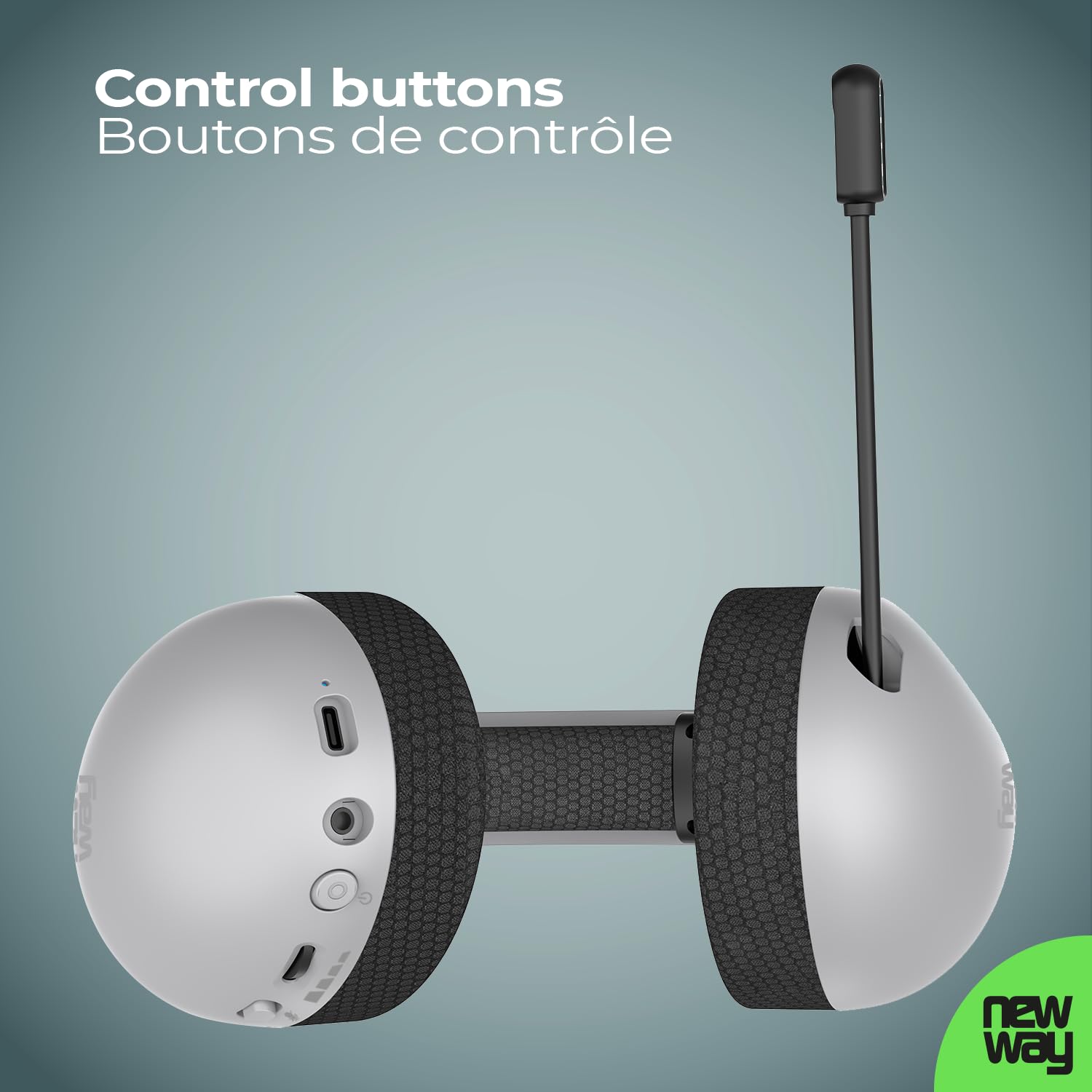 NEWWAY NH251 - Cuffie audio senza fili, microfono retrattile, tripla modalità WiFi 2,4 GHz/BT, ricevitore USB/USB-C, per PC, laptop, smartphone, console e Mac (bianco)