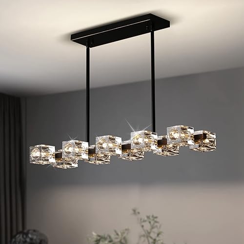 Miniatura 11 de Lámpara de techo moderna de cristal, lámpara de techo semiempotrada con 4 luces, candelabros Sputnik negros y dorados para dormitorio, comedor