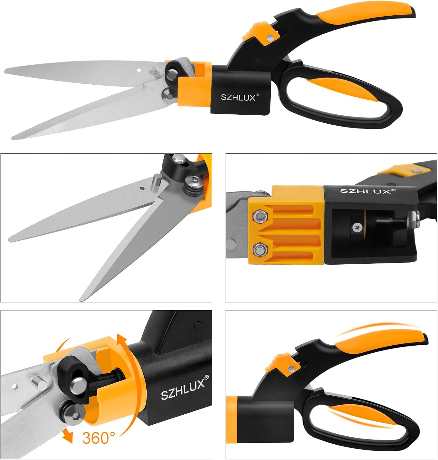 SZHLUX Grass Shears 360-Degree Swivel Blades, Ultra-Sharp Grass Cutter with 5’’ Stainless Steel Blades, Gardening Shears and Plant Cutting Scissors - Image 5