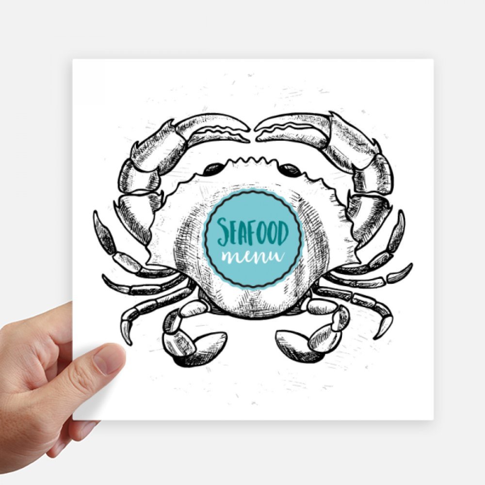 Autocollant crabe croquis marine de 20 cm carré pour décorer les murs et ordinateurs (4 pièces)
