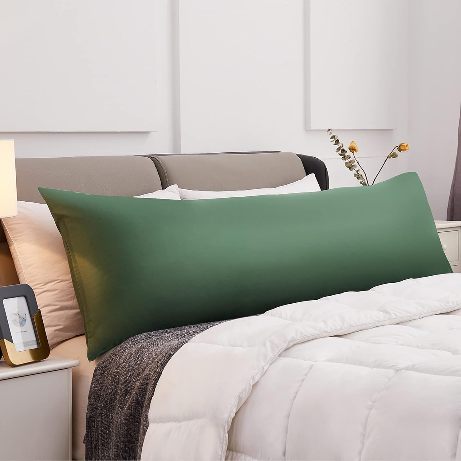Lipo 100% Cotton Body Pillow Cover, 800 Thread Count, Super Warm & Cozy 21" x 54" Body Pillow Pillow Cases, Green