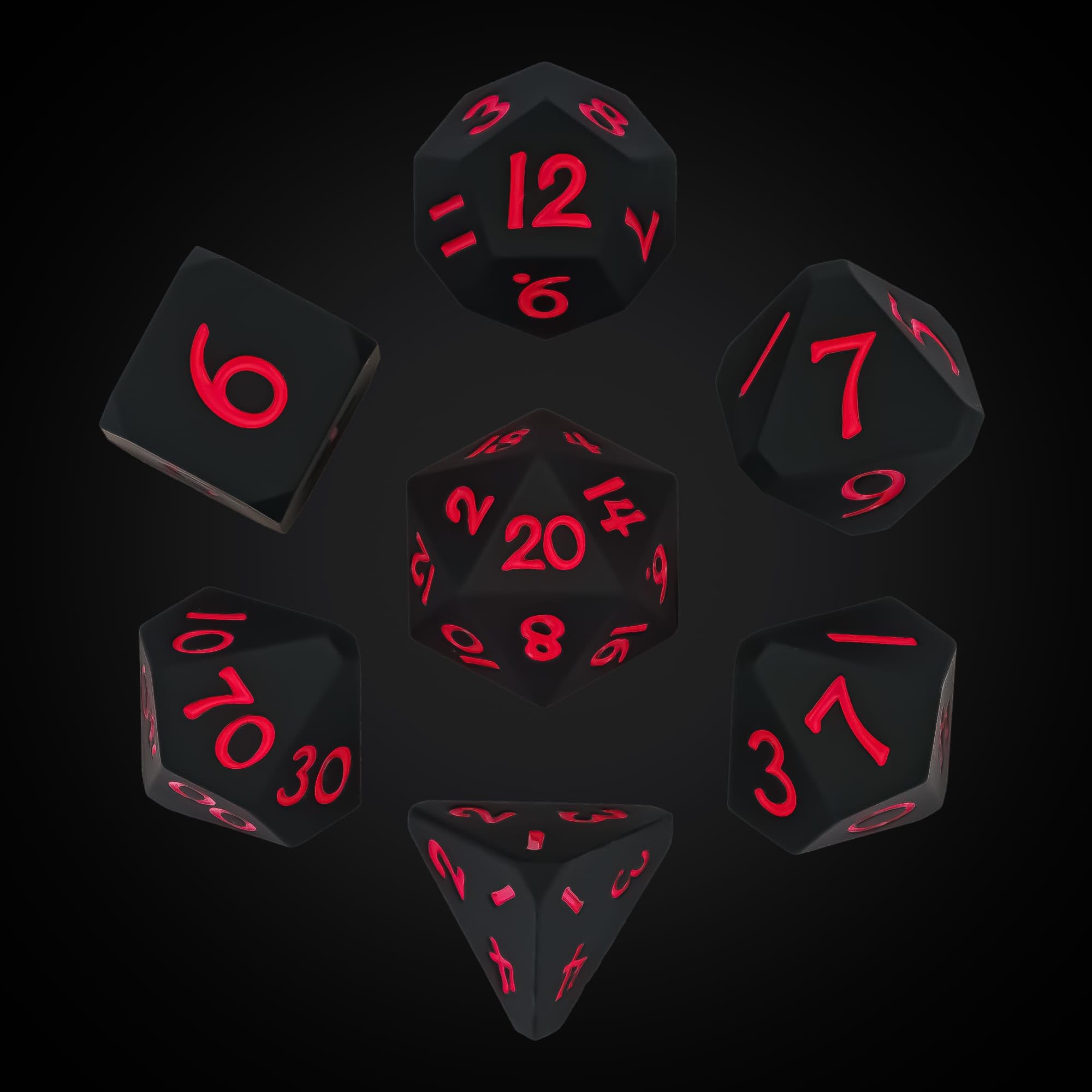 IUSTIDIE 7-Die Silicone DND Dice, Polyhedral Dice D&D Dice Set, Round Edges Soft Perfect Bouncer for D&D RPG Bar Pub Club Classroom Party Games（Black