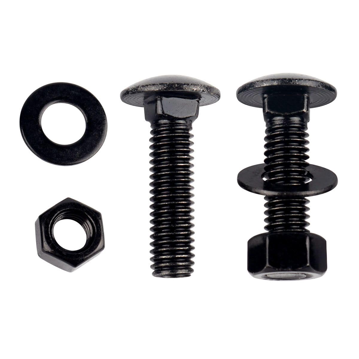 10 Sets 1/4-20 x 3/4" Carriage Bolts Screws Round Head Square Neck and Hex Nuts, Flat Washers 304 Stainless Steel 18-8 Full Thread, Black
