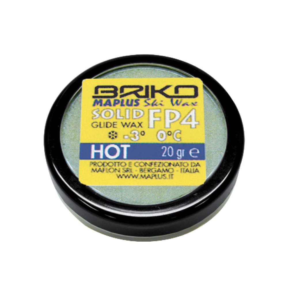 BrikoMaplus FP4 Hot Perfluorinated Ski and Snowboard Solid Wax (20 Grams)