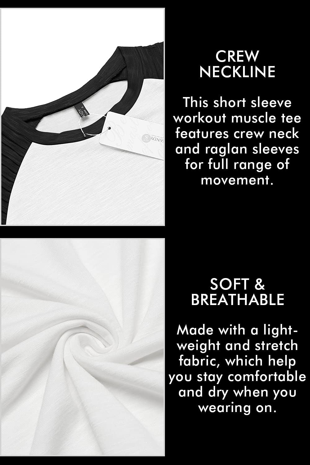 COOFANDY Men's Muscle T-Shirt Pleated Raglan Sleeve Bodybuilding Gym Tee Short Sleeve Fashion Workout Shirts Hipster Shirt - Image 6