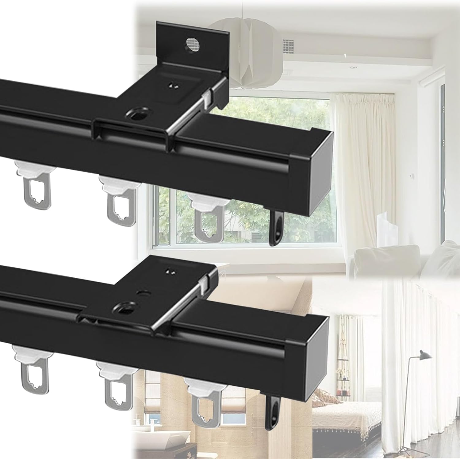 Aluminium Curtain Track 50cm-600cm with Silent Rollers - Versatile Ceiling & Wall Mount Curtain Rails for Windows, Showers, Caravans, Room Dividers & More
